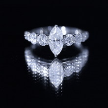 Load image into Gallery viewer, Marquise Moissanite Engagement Ring With Side Stones