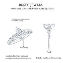 Load image into Gallery viewer, Marquise Moissanite Engagement Ring With Side Stones