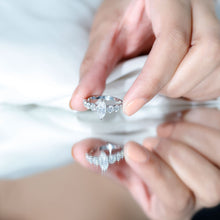 Load image into Gallery viewer, Marquise Moissanite Engagement Ring With Side Stones