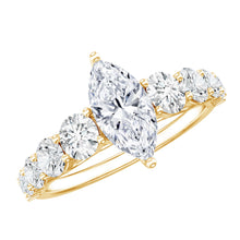 Load image into Gallery viewer, Marquise Moissanite Engagement Ring With Side Stones