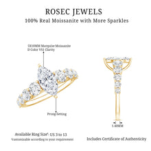 Load image into Gallery viewer, Marquise Moissanite Engagement Ring With Side Stones