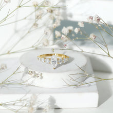 Load image into Gallery viewer, Marquise Moissanite Engagement Ring With Side Stones