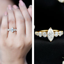 Load image into Gallery viewer, Marquise Moissanite Engagement Ring With Side Stones