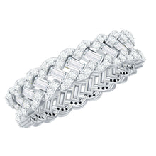 Load image into Gallery viewer, Baguette and Round Moissanite Braided Wedding Band