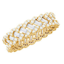 Load image into Gallery viewer, Baguette and Round Moissanite Braided Wedding Band