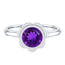 Load image into Gallery viewer, 1 Carat Amethyst Engagement Ring in Bezel Setting