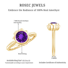 Load image into Gallery viewer, 1 Carat Amethyst Engagement Ring in Bezel Setting