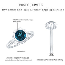 Load image into Gallery viewer, Genuine 1.35 Carat London Blue Topaz Solitaire Engagement Ring