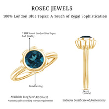 Load image into Gallery viewer, Genuine 1.35 Carat London Blue Topaz Solitaire Engagement Ring
