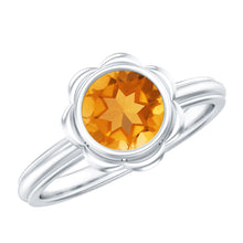 Load image into Gallery viewer, 1 Carat Citrine Solitaire Engagement Ring in Bezel Setting