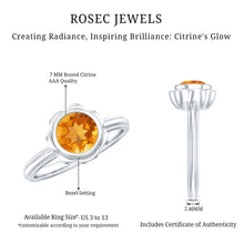 Load image into Gallery viewer, 1 Carat Citrine Solitaire Engagement Ring in Bezel Setting