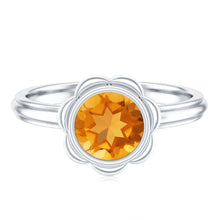Load image into Gallery viewer, 1 Carat Citrine Solitaire Engagement Ring in Bezel Setting
