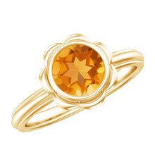Load image into Gallery viewer, 1 Carat Citrine Solitaire Engagement Ring in Bezel Setting