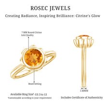 Load image into Gallery viewer, 1 Carat Citrine Solitaire Engagement Ring in Bezel Setting