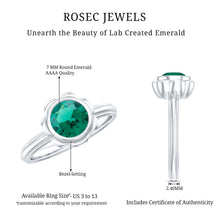 Load image into Gallery viewer, Bezel Set Lab Created Emerald Solitaire Engagement Ring