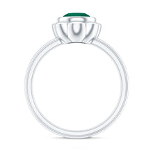 Load image into Gallery viewer, Bezel Set Lab Created Emerald Solitaire Engagement Ring