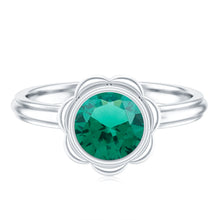 Load image into Gallery viewer, Bezel Set Lab Created Emerald Solitaire Engagement Ring