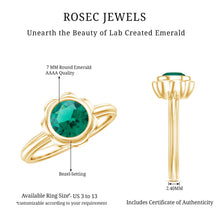 Load image into Gallery viewer, Bezel Set Lab Created Emerald Solitaire Engagement Ring