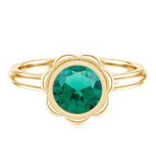 Load image into Gallery viewer, Bezel Set Lab Created Emerald Solitaire Engagement Ring