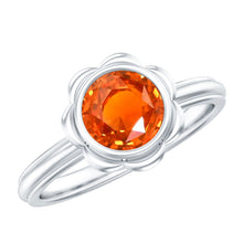 Load image into Gallery viewer, 1.5 Carat Lab Grown Orange Sapphire Bezel Set Engagement Ring