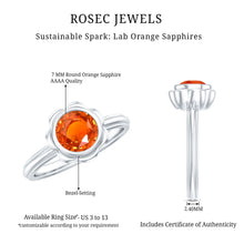 Load image into Gallery viewer, 1.5 Carat Lab Grown Orange Sapphire Bezel Set Engagement Ring