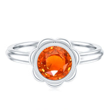Load image into Gallery viewer, 1.5 Carat Lab Grown Orange Sapphire Bezel Set Engagement Ring