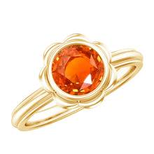 Load image into Gallery viewer, 1.5 Carat Lab Grown Orange Sapphire Bezel Set Engagement Ring