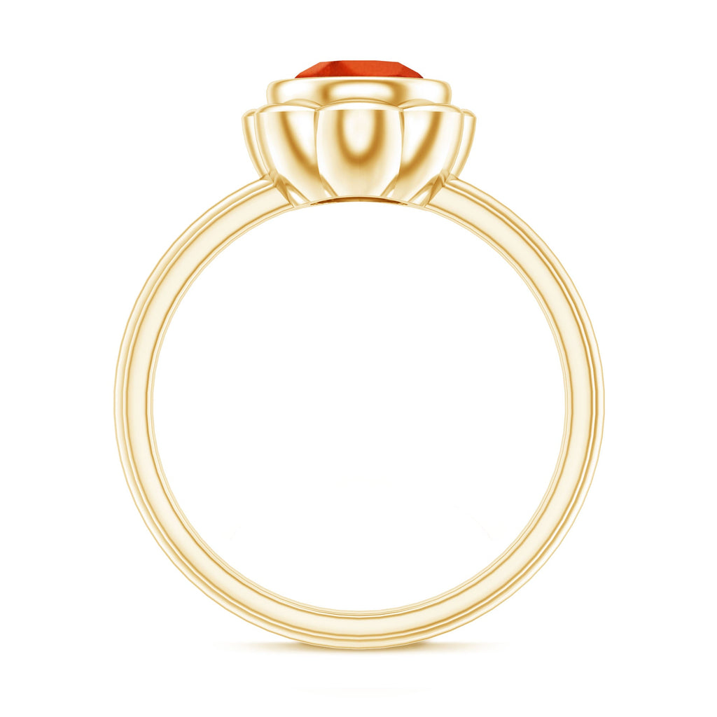 1.5 Carat Lab Grown Orange Sapphire Bezel Set Engagement Ring