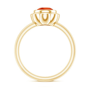 1.5 Carat Lab Grown Orange Sapphire Bezel Set Engagement Ring