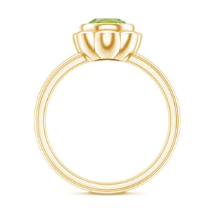 Bezel Set 1.2 Carat Peridot Engagement Ring for Women