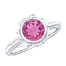 Load image into Gallery viewer, 1 Carat Round Pink Tourmaline Flower Engagement Ring