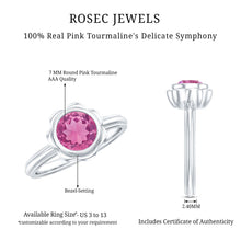 Load image into Gallery viewer, 1 Carat Round Pink Tourmaline Flower Engagement Ring