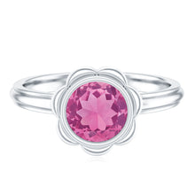 Load image into Gallery viewer, 1 Carat Round Pink Tourmaline Flower Engagement Ring