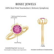 Load image into Gallery viewer, 1 Carat Round Pink Tourmaline Flower Engagement Ring