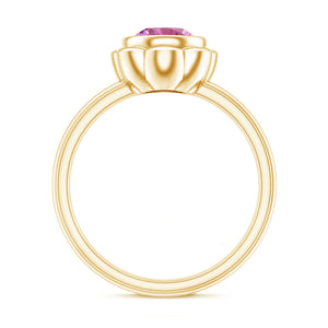 1 Carat Round Pink Tourmaline Flower Engagement Ring