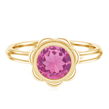 Load image into Gallery viewer, 1 Carat Round Pink Tourmaline Flower Engagement Ring