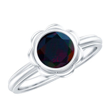 Load image into Gallery viewer, 1.5 Carat Round Cut Black Opal Solitaire Engagement Ring in Bezel Setting