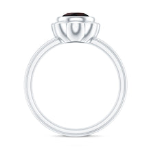 Load image into Gallery viewer, 1.5 Carat Round Cut Black Opal Solitaire Engagement Ring in Bezel Setting