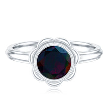 Load image into Gallery viewer, 1.5 Carat Round Cut Black Opal Solitaire Engagement Ring in Bezel Setting