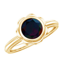 Load image into Gallery viewer, 1.5 Carat Round Cut Black Opal Solitaire Engagement Ring in Bezel Setting