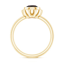 Load image into Gallery viewer, 1.5 Carat Round Cut Black Opal Solitaire Engagement Ring in Bezel Setting