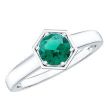 Load image into Gallery viewer, Certified 0.8 Carat Lab Created Emerald Solitaire Engagement Ring