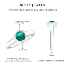 Load image into Gallery viewer, Certified 0.8 Carat Lab Created Emerald Solitaire Engagement Ring