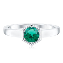 Load image into Gallery viewer, Certified 0.8 Carat Lab Created Emerald Solitaire Engagement Ring