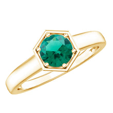 Load image into Gallery viewer, Certified 0.8 Carat Lab Created Emerald Solitaire Engagement Ring