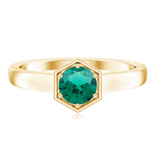 Load image into Gallery viewer, Certified 0.8 Carat Lab Created Emerald Solitaire Engagement Ring