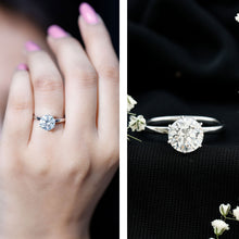 Load image into Gallery viewer, 2 Carat Lab Grown Diamond Solitaire Engagement Ring with Hidden Halo