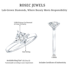 Load image into Gallery viewer, 1.25 CT Princess Cut Lab Grown Diamond Solitaire Engagement Ring