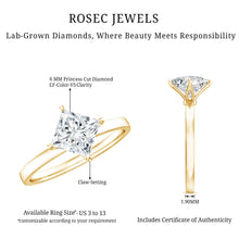 Load image into Gallery viewer, 1.25 CT Princess Cut Lab Grown Diamond Solitaire Engagement Ring