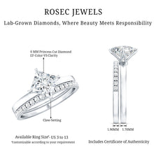 Load image into Gallery viewer, Princess Cut Lab Grown Diamond Ring With Wedding Band